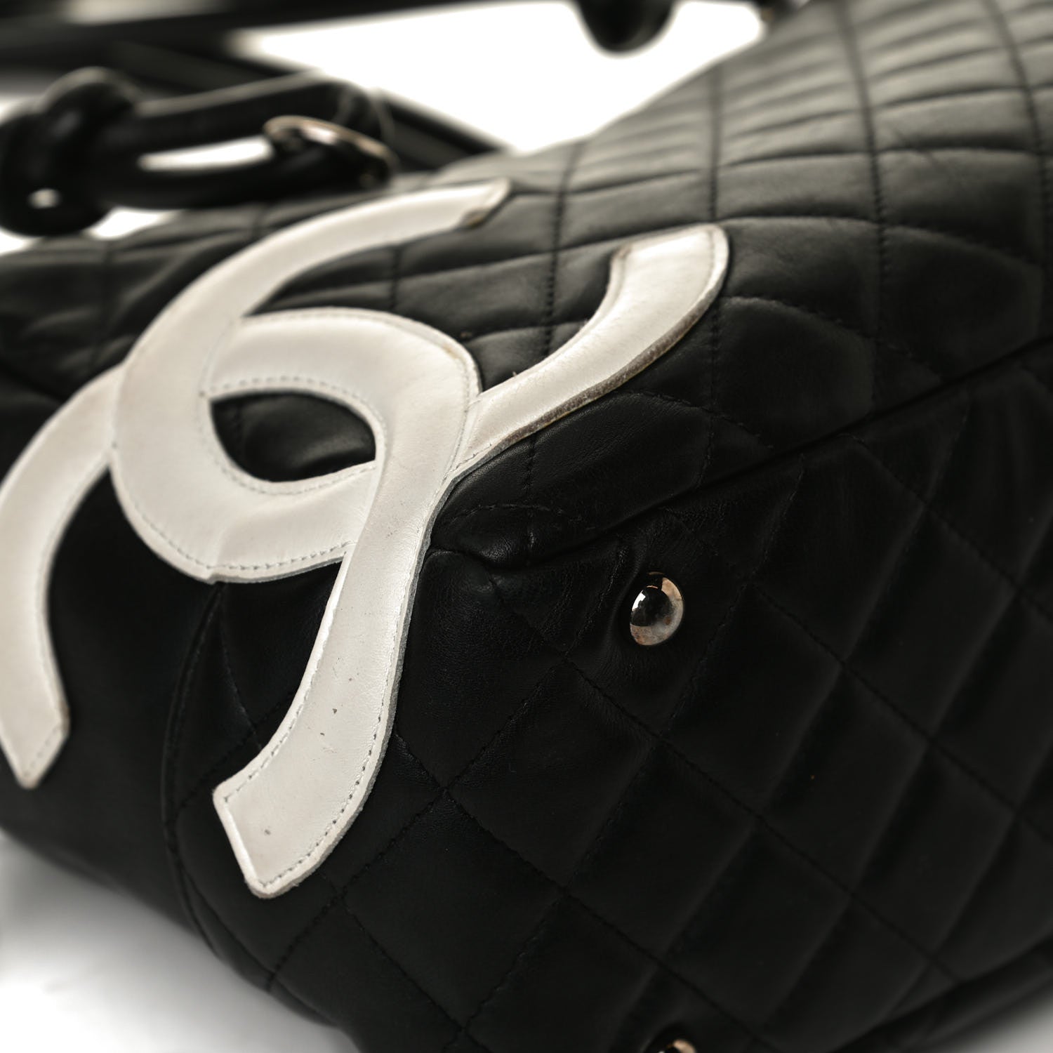 Chanel Calfskin Quilted Large Cambon Bowler Black White 14 of 17
