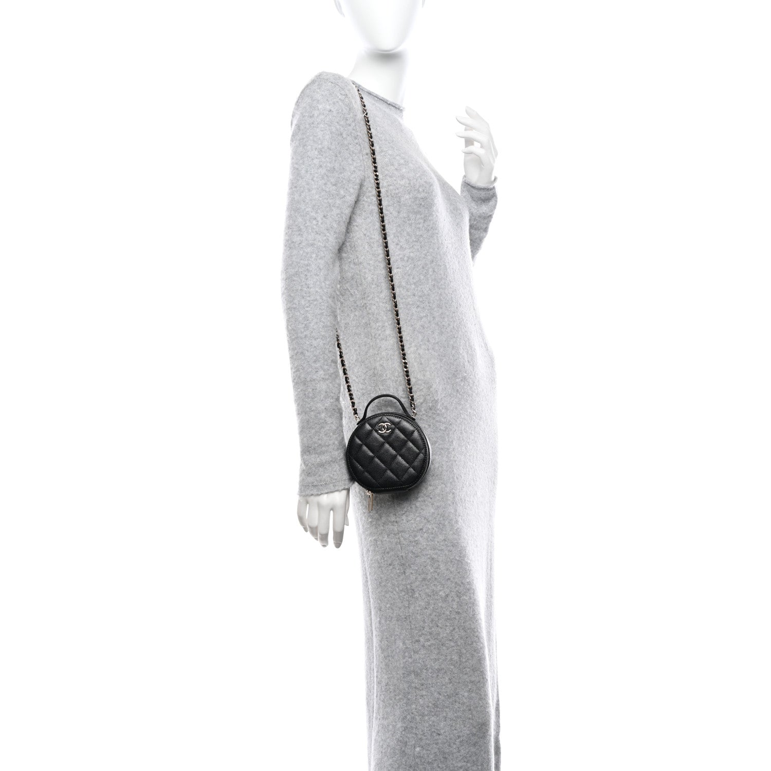 Chanel Caviar Quilted Round Handle With Care Vanity With Chain Black 2 of 9