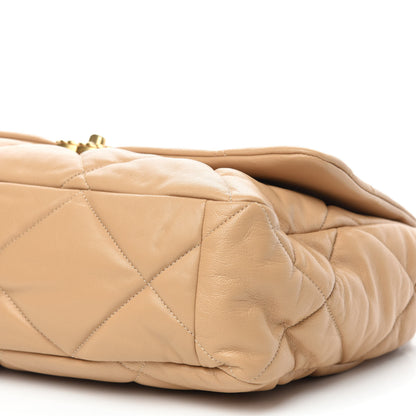 Chanel Lambskin Quilted Maxi Chanel 19 Flap Beige 10 of 10
