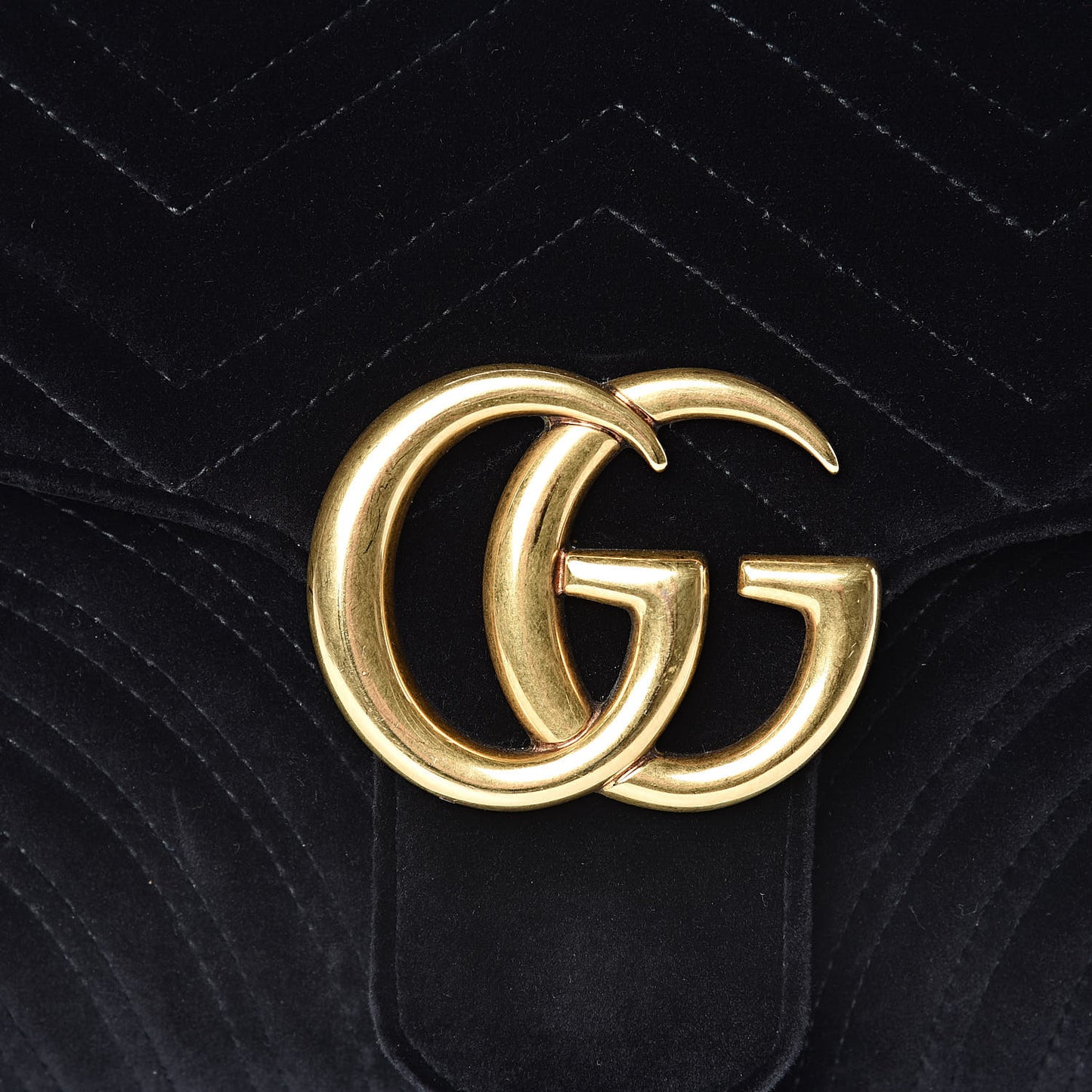Velvet Matelasse Medium GG Marmont Shoulder Bag Black
