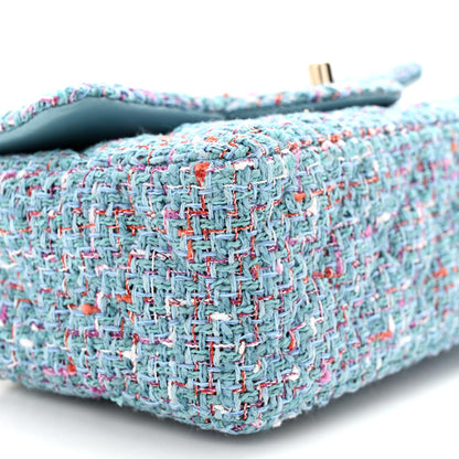 Chanel Tweed Quilted Mini Rectangular Flap Turquoise Purple White Red 9 of 12