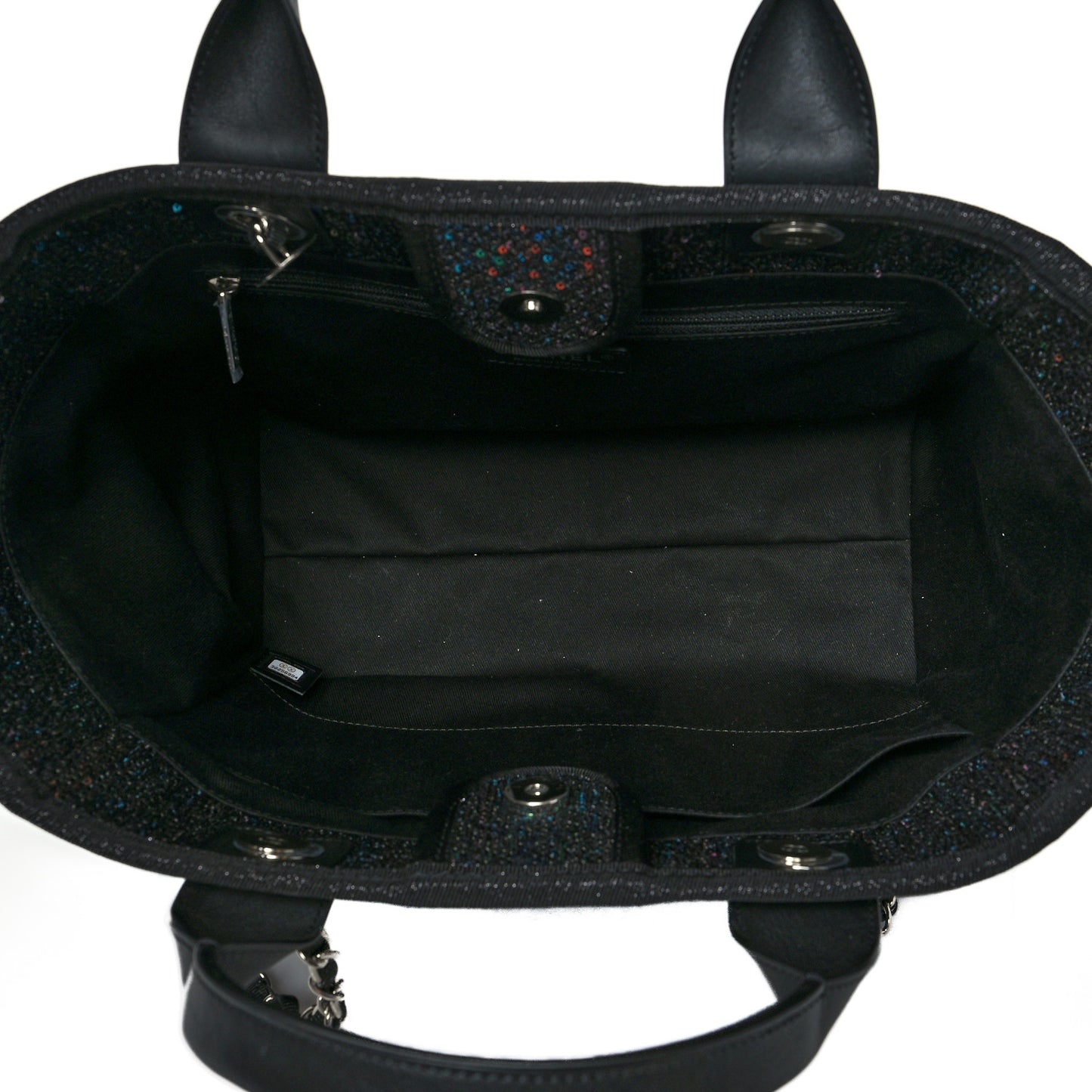 Calfskin Sequin Small Deauville Tote Black