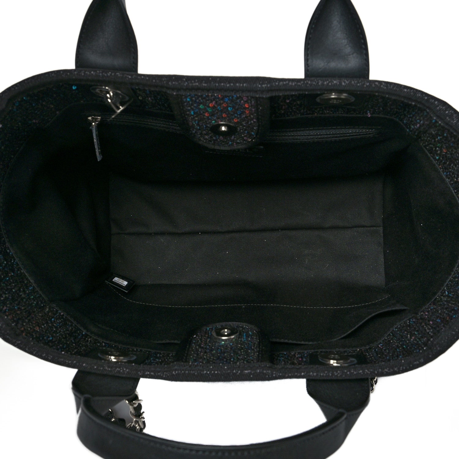 Chanel Calfskin Sequin Small Deauville Tote Black 5 of 10