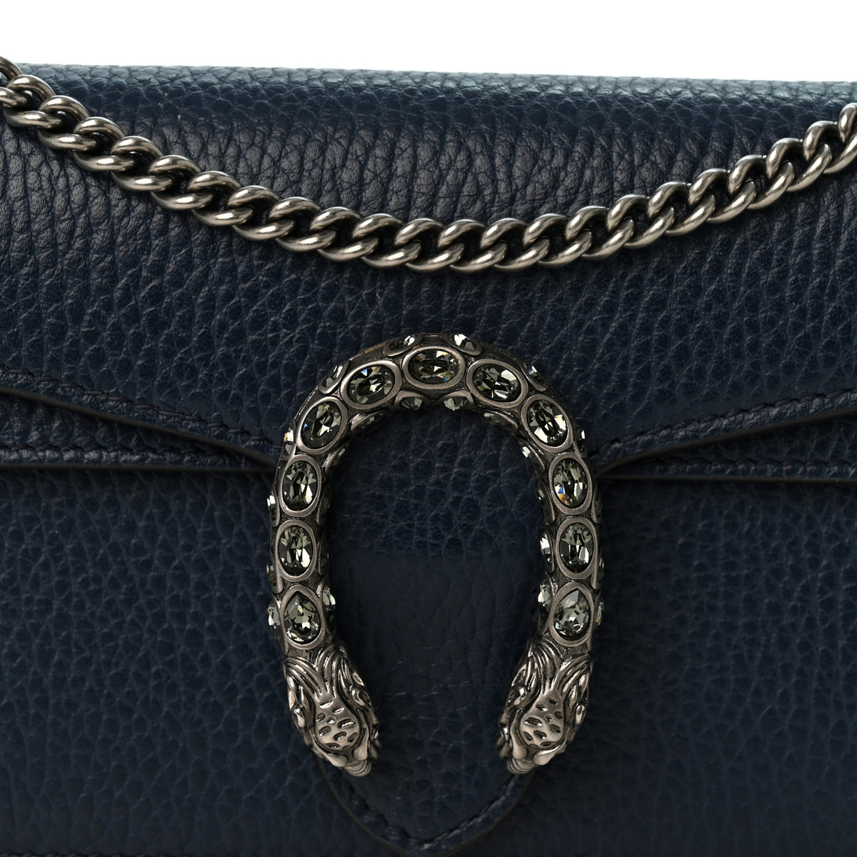Dollar Calfskin Crystal Super Mini Dionysus Shoulder Bag Blue Agata Black Diamond