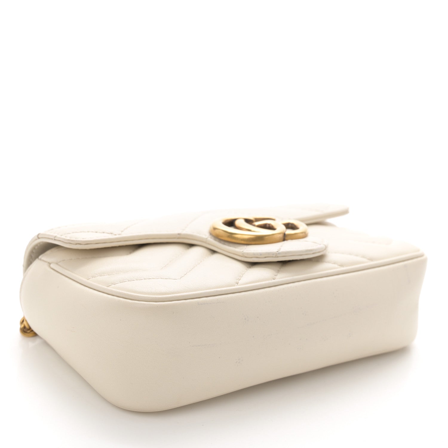Gucci Calfskin Matelasse Super Mini GG Marmont Shoulder Bag White 4 of 10