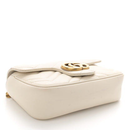Gucci Calfskin Matelasse Super Mini GG Marmont Shoulder Bag White 4 of 10