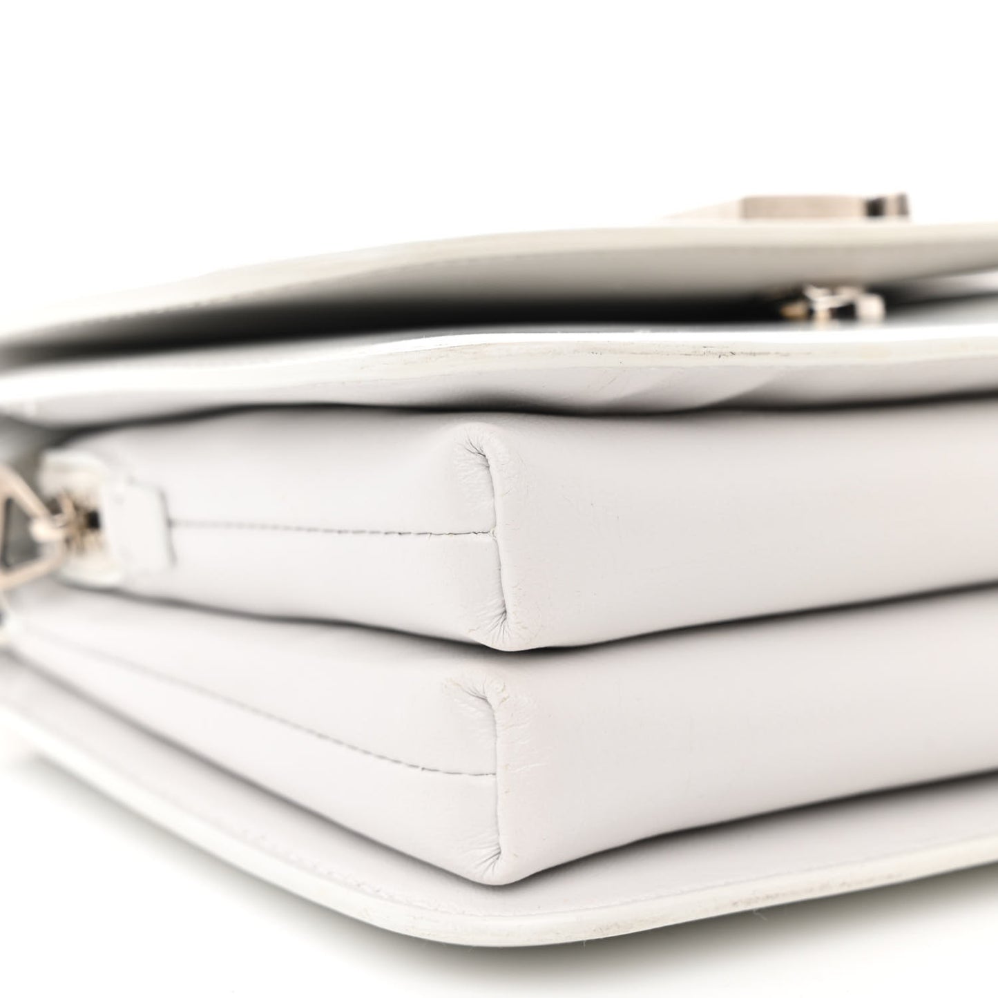 Shiny Box Calfskin Small B Bag White
