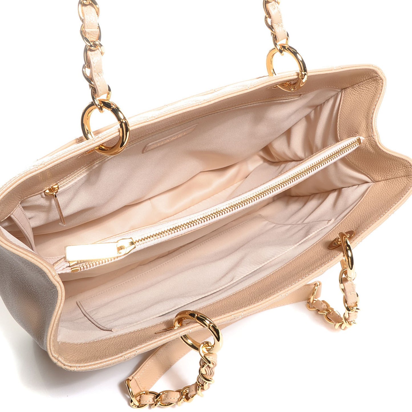 Caviar Quilted Grand Shopping Tote GST Beige Clair