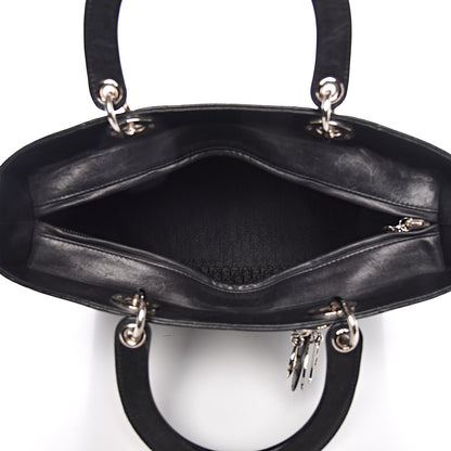 Christian Dior Lambskin Embossed Cannage Large Lady Dior Black 5 of 15
