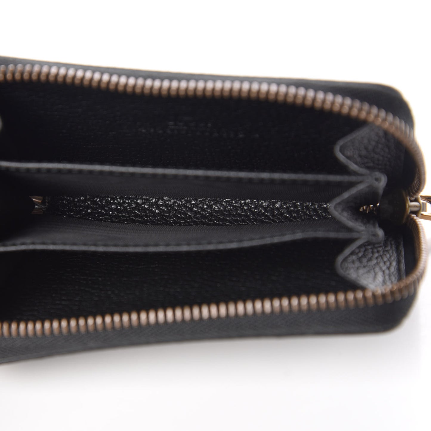 Calfskin Logo Zip Around Card Case Black