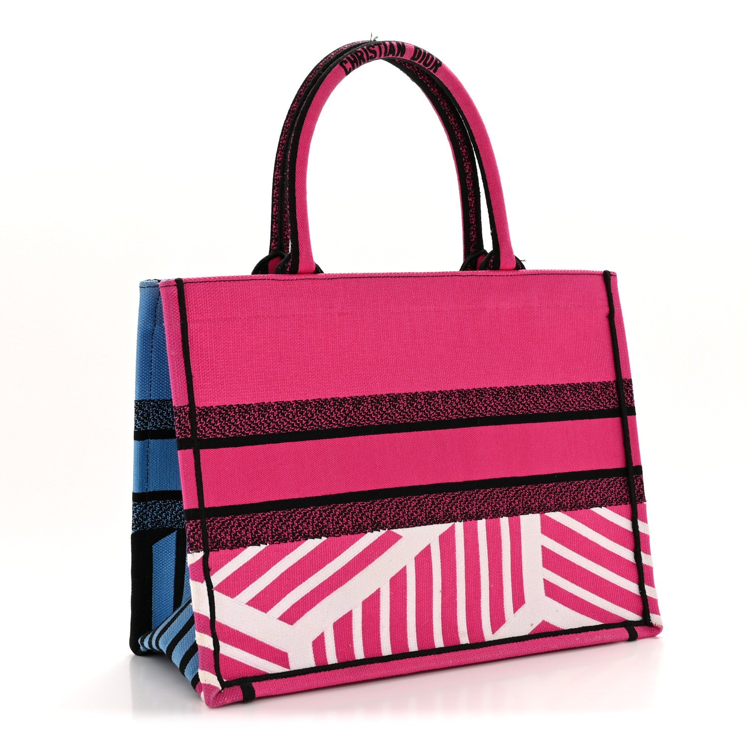 Christian Dior Canvas Embroidered Medium Jungle Pop Book Tote Fuchsia Multicolor 3 of 13