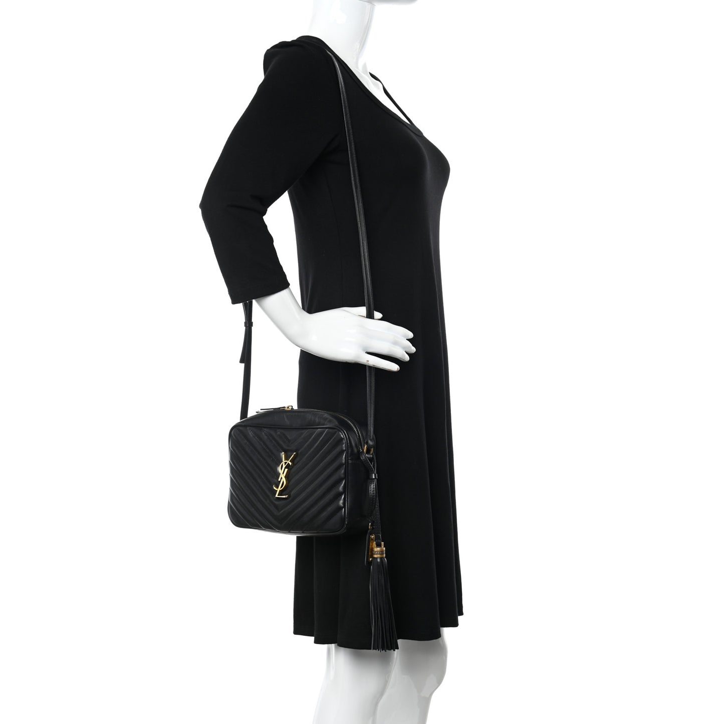 Calfskin Matelasse Monogram Lou Camera Bag Black