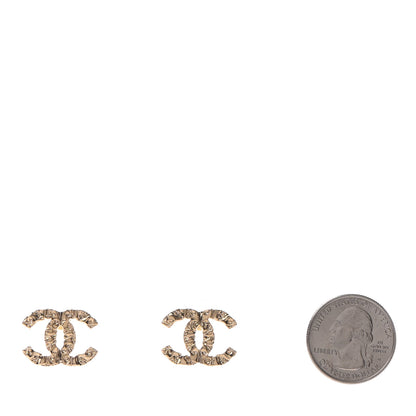 Chanel Metal Textured CC Earrings Gold 2 of 4