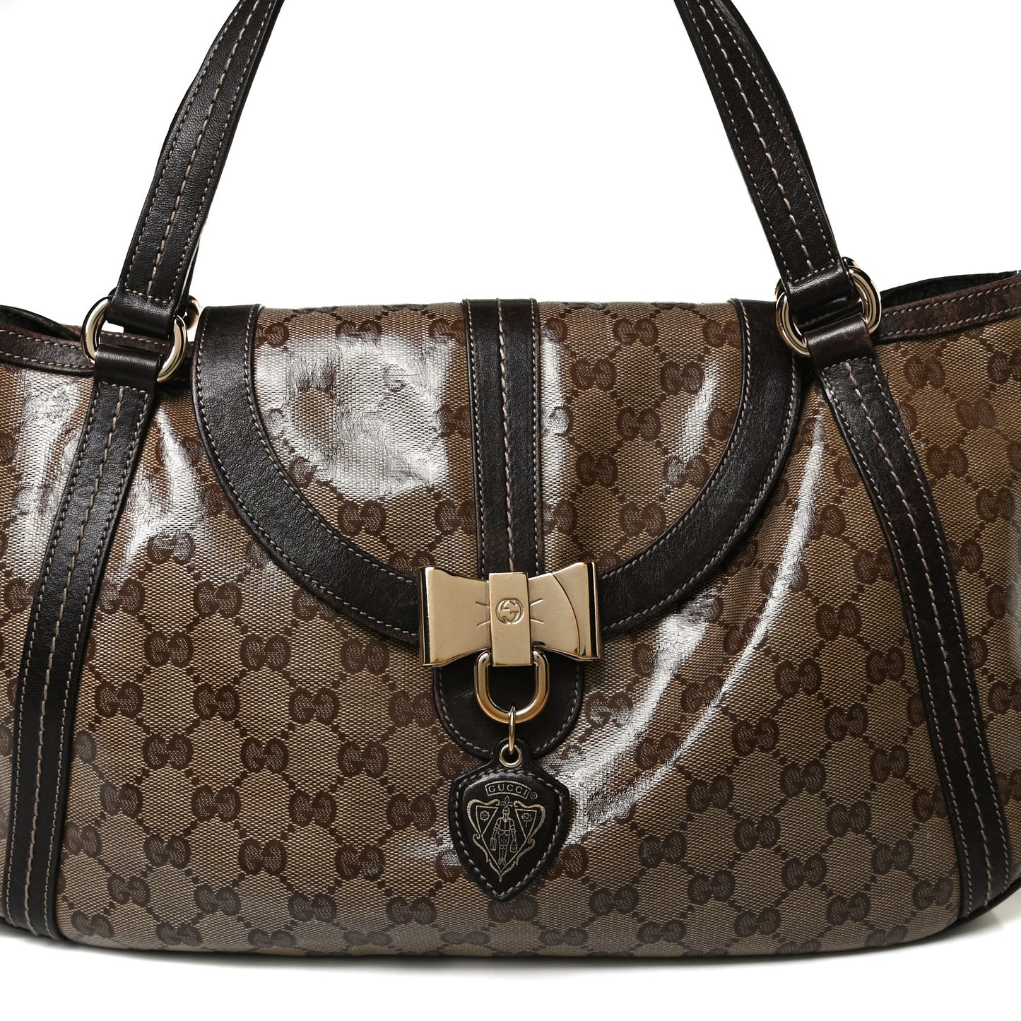 Crystal Monogram Duchessa Flap Shoulder Bag Dark Brown