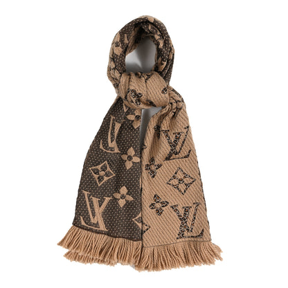 Louis Vuitton Wool Silk Monogram Giant Jungle Logomania Shine Scarf Beige 1 of 3