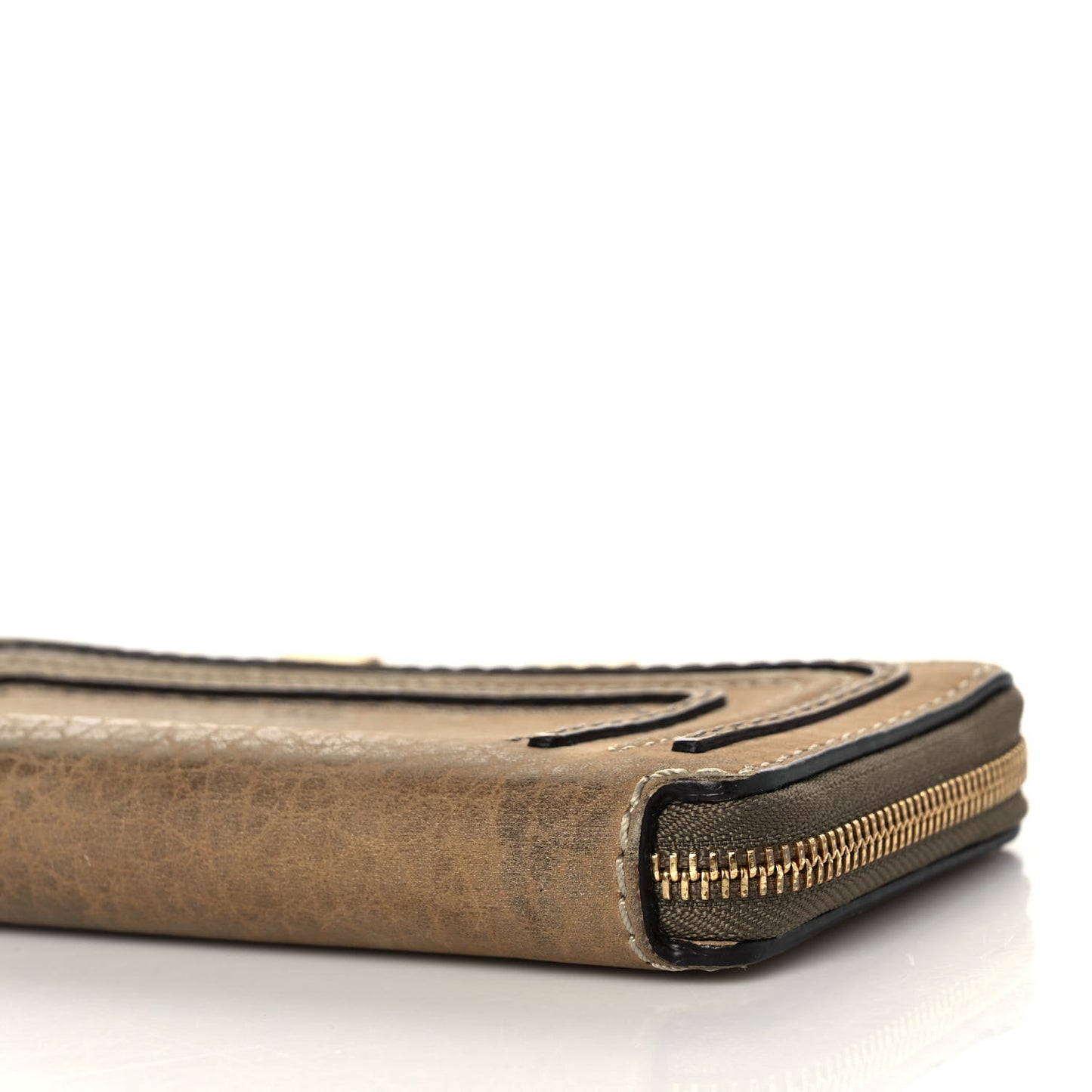 Grained Calfskin Marcie Long Zip Around Wallet Nut