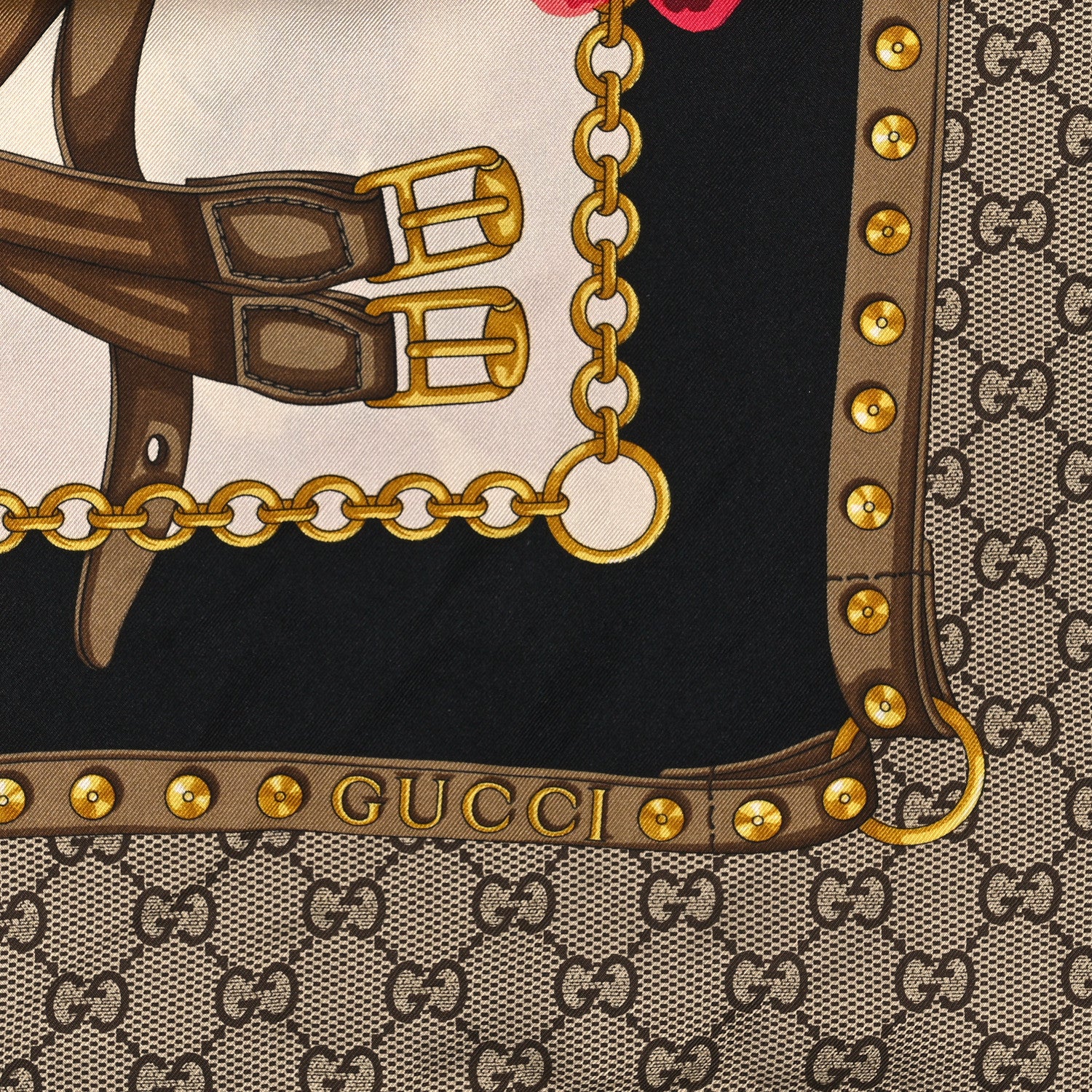 Gucci Silk Twill GG Monogram New Panshie Square Scarf Black Dark Purple 2 of 4