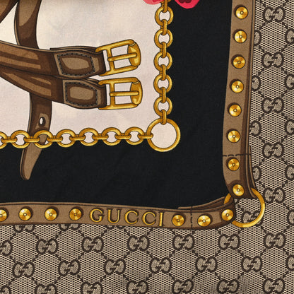 Gucci Silk Twill GG Monogram New Panshie Square Scarf Black Dark Purple 2 of 4