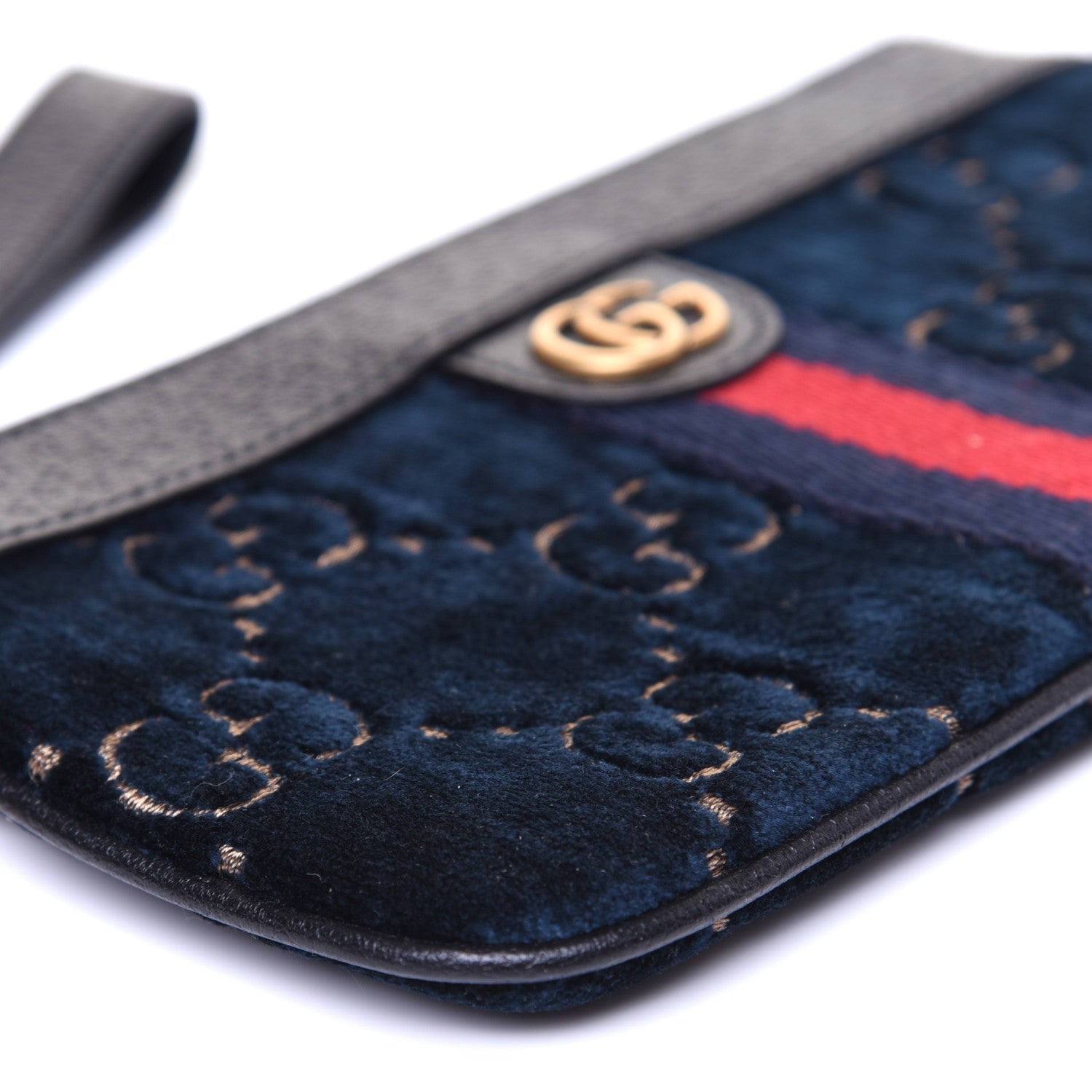 Gucci Velvet GG Monogram Textured Calfskin Web Smartphone Case Blue Beige Black 6 of 10