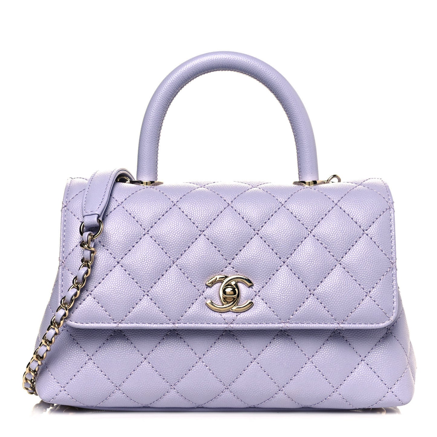 Caviar Quilted Mini Coco Handle Flap Light Purple