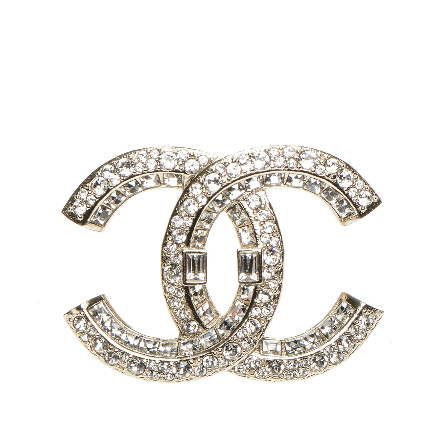 Chanel Baguette Crystal CC Brooch Gold 1 of 4