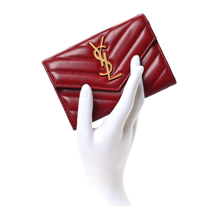Saint Laurent Nappa Matelasse Chevron Small Monogram Envelope Wallet Opyum rEd 2 of 8