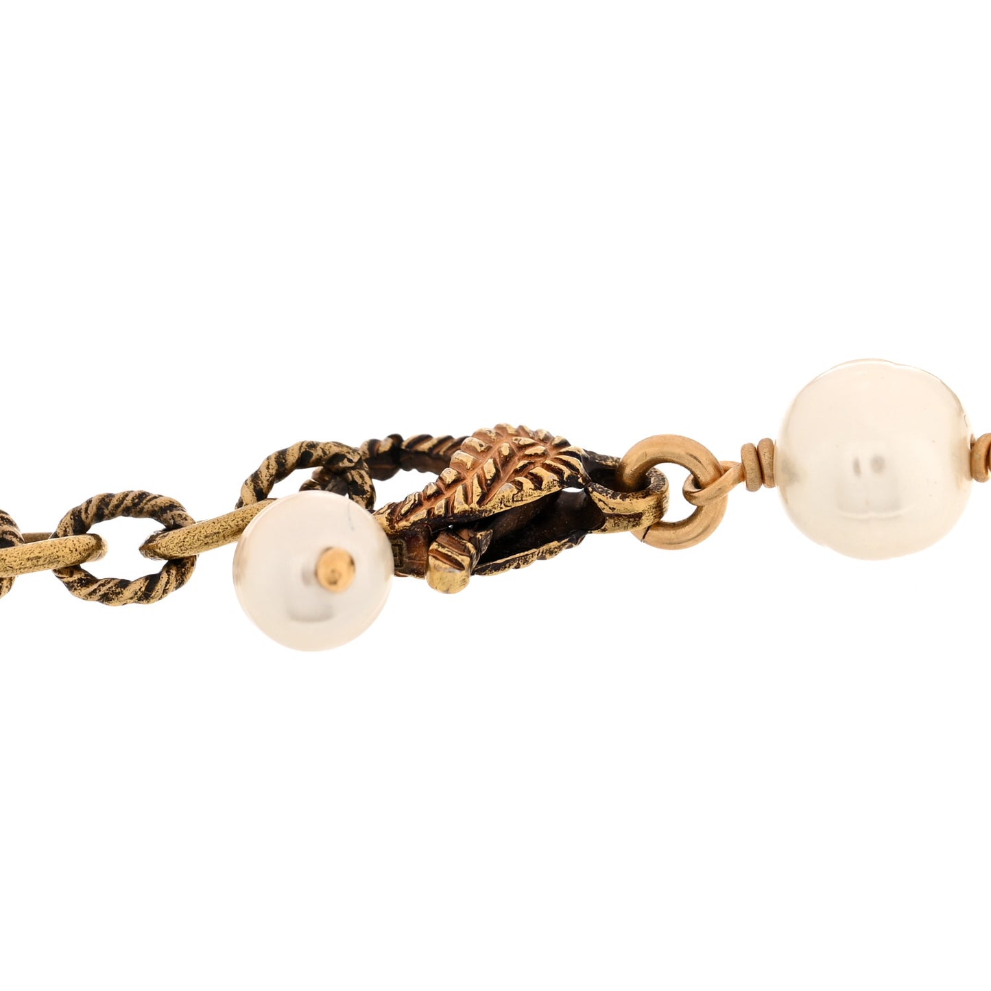 Interlocking G Flower Pearl Bracelet Gold