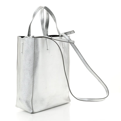 Celine Metallic Grained Calfskin Small Vertical Cabas Silver 3 of 11