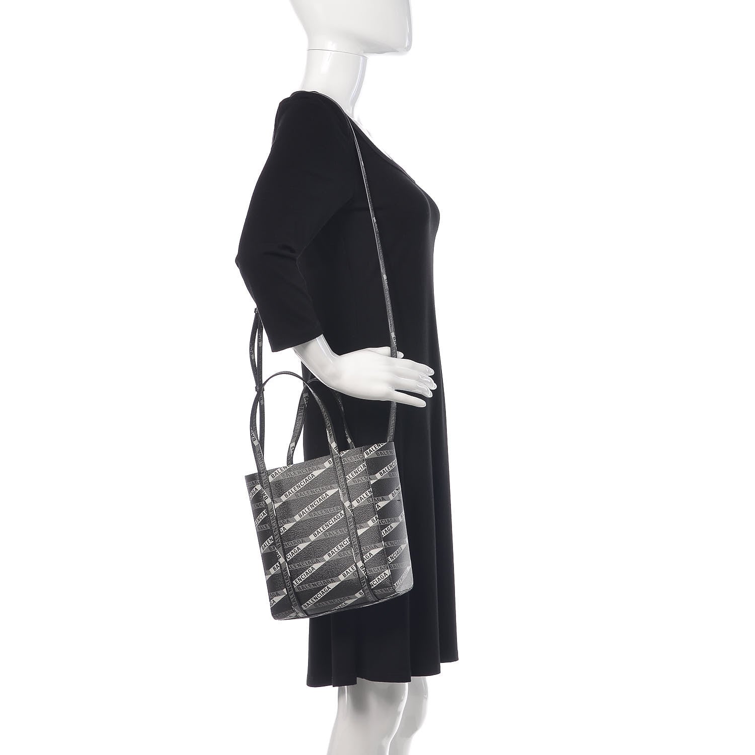 Balenciaga Coated Canvas Losange Monogram XXS Tote Black Grey 2 of 7