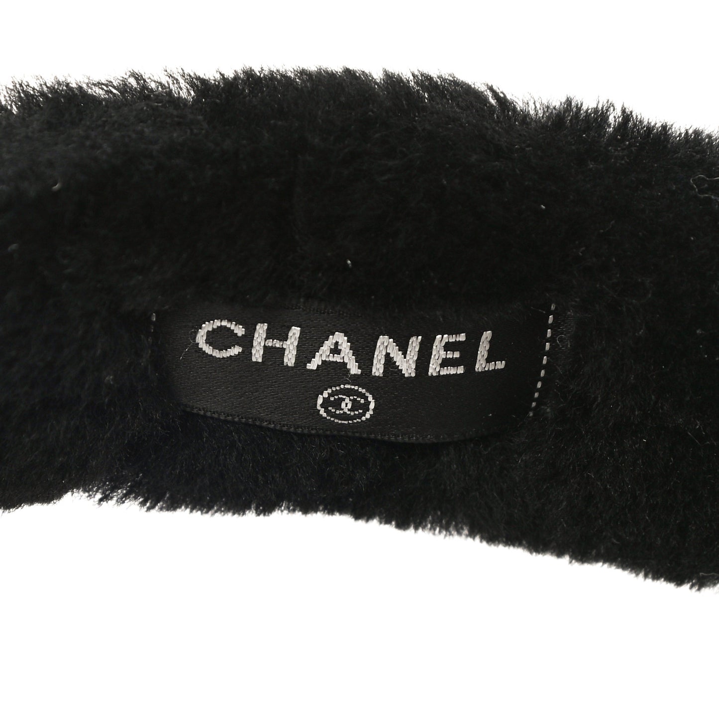 Shearling CC Ear Muffs Black White