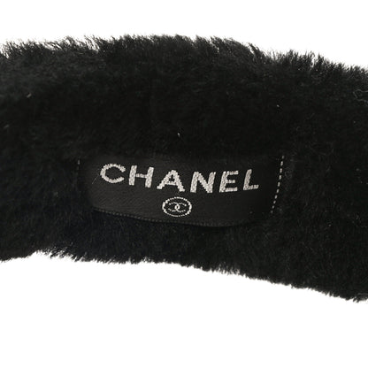 Chanel Shearling CC Ear Muffs Black White 5 of 7