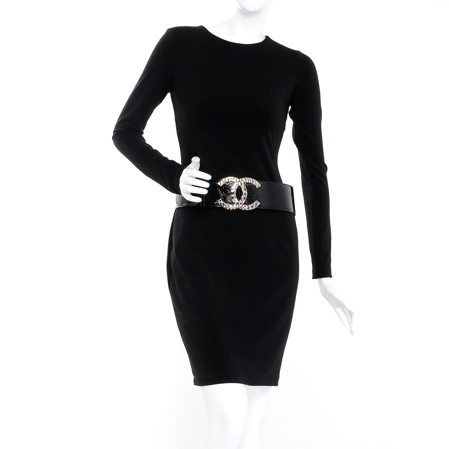 Patent Calfskin CC Wide Belt 90 36 Black
