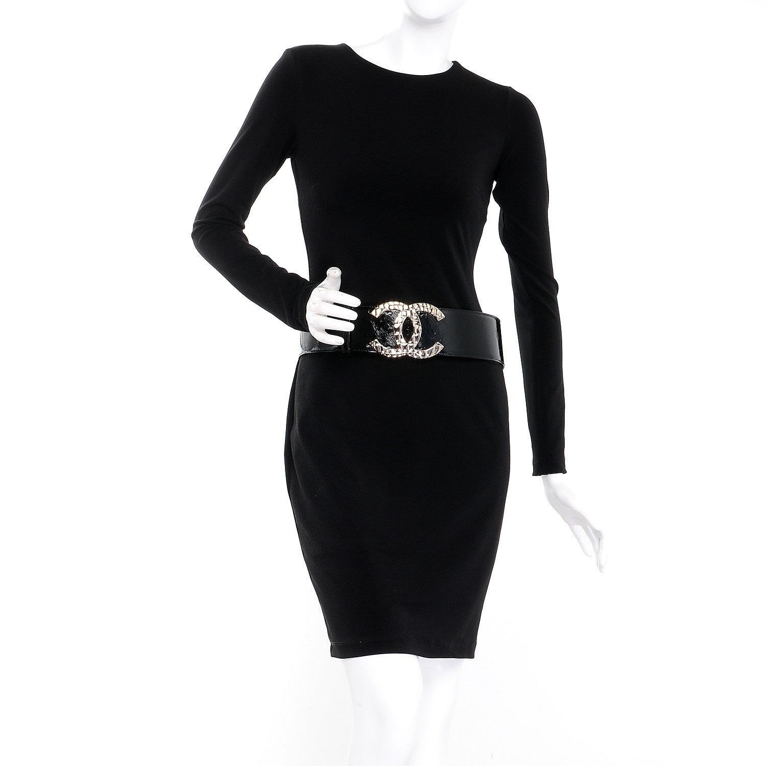 Chanel Patent Calfskin CC Wide Belt 90 36 Black 2 of 9