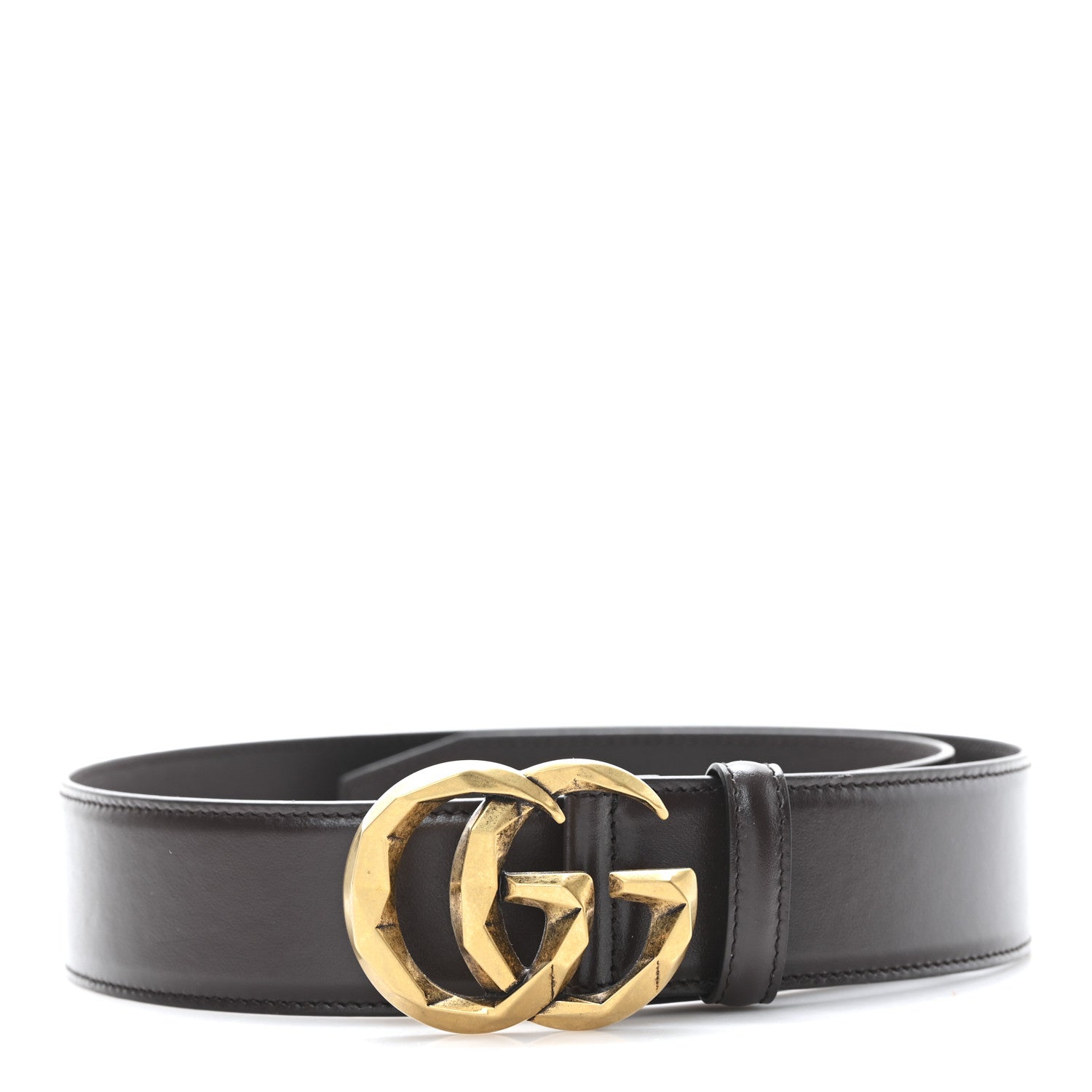 Gucci Plutone Calfskin Geometric Double G 40mm Belt 80 32 Brown 1 of 4