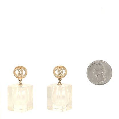 Chanel Crystal Lucite Pearl CC Drop Earrings Gold 2 of 4