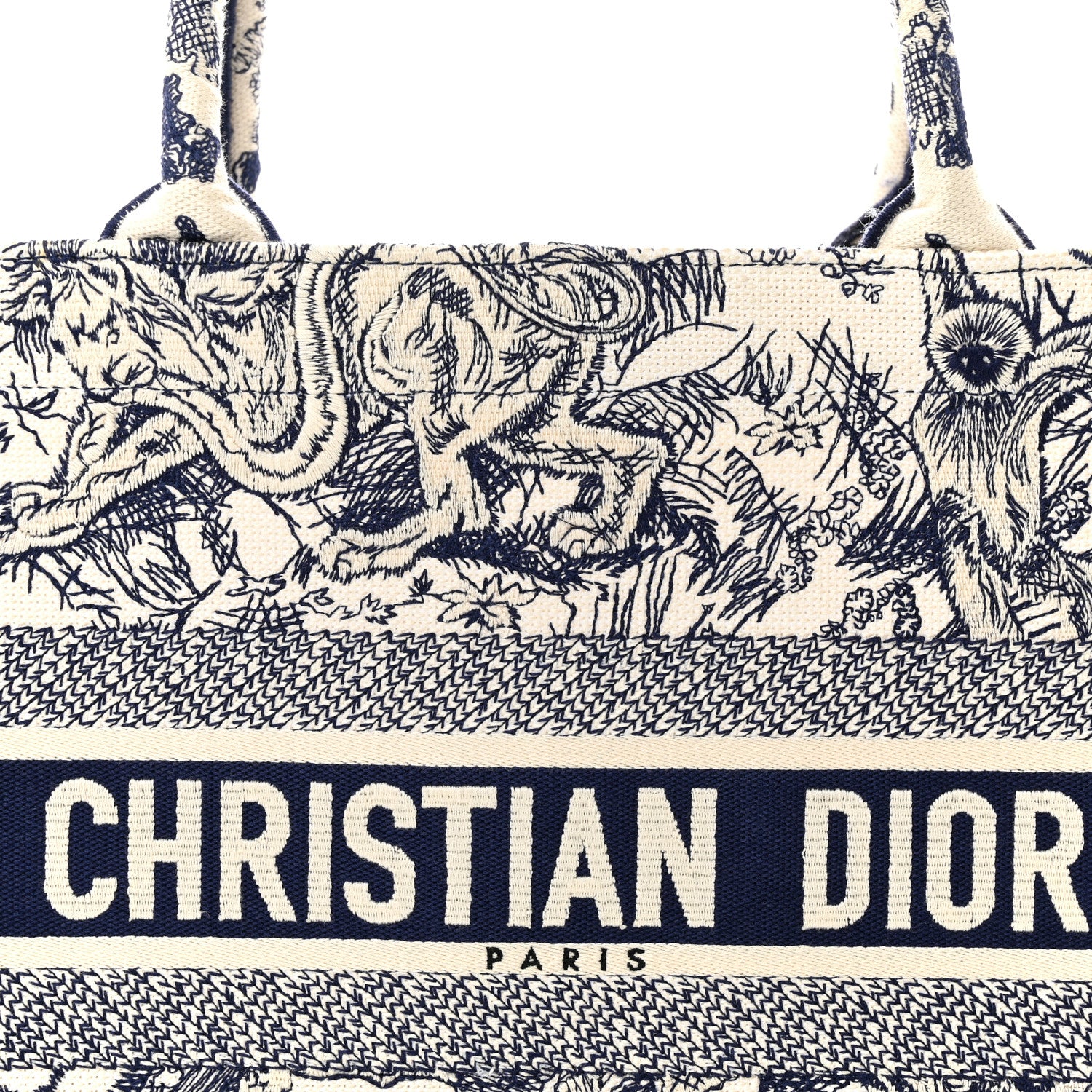 Christian Dior Canvas Embroidered Medium Dioriviera Toile De Jouy Book Tote Blue 8 of 17