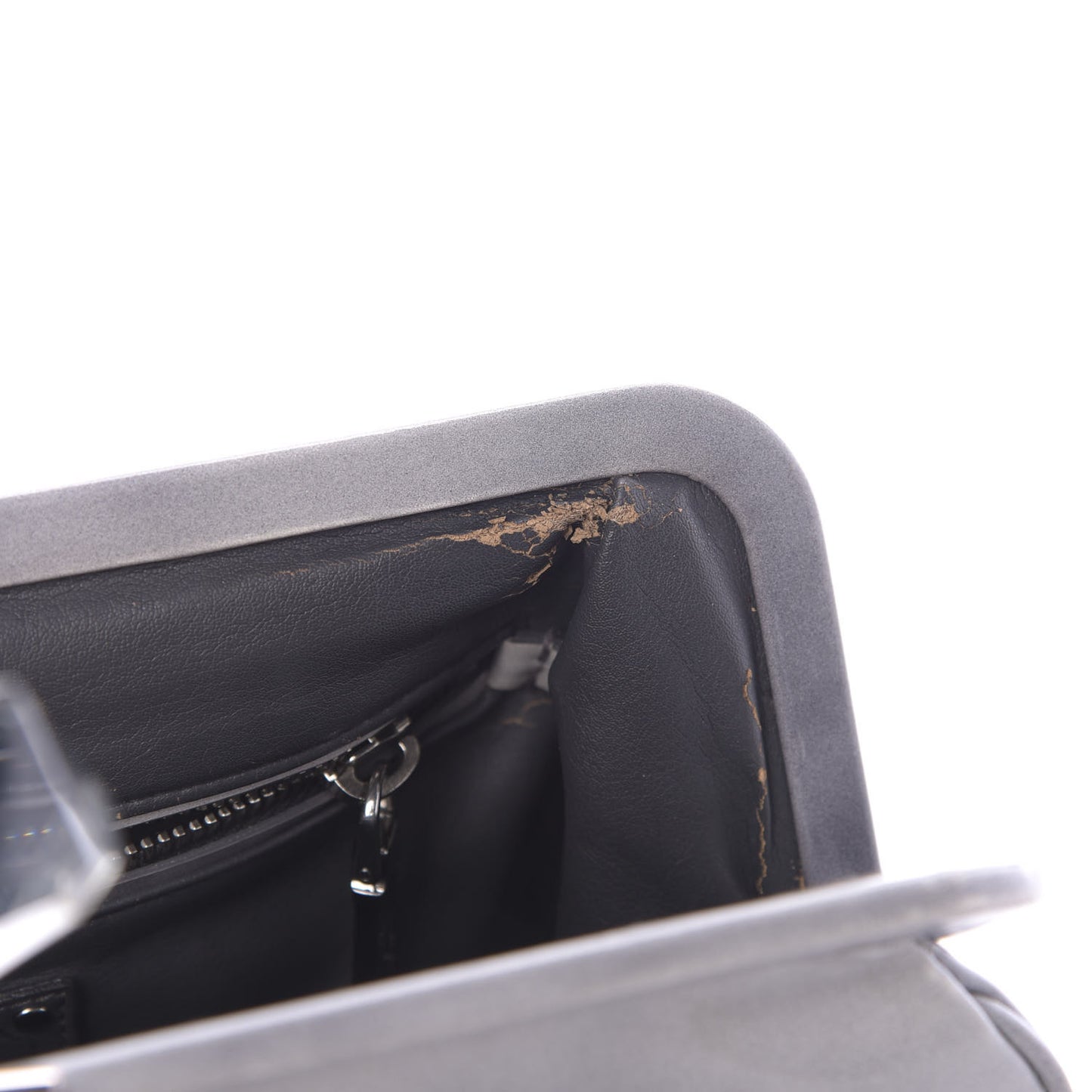 Spazzolato Kisslock Clutch Grigio