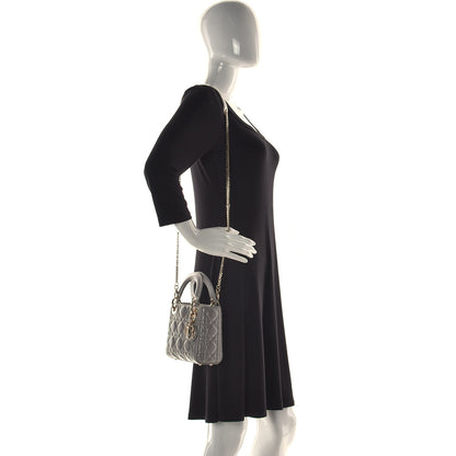 Christian Dior Metallic Lambskin Cannage Mini Lady Dior Grey 3 of 13