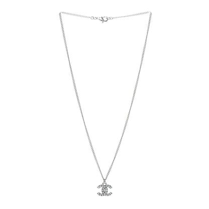 Chanel Crystal Timeless CC Necklace Silver 3 of 4