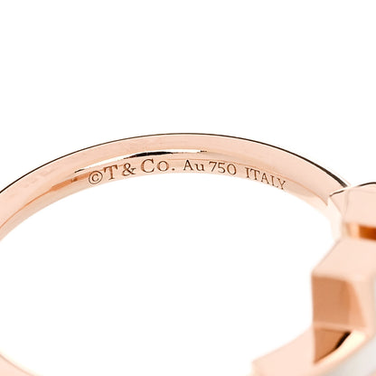 Tiffany 18K Rose Gold Diamond Mother of Pearl T Wire Ring 53 6.5 4 of 5
