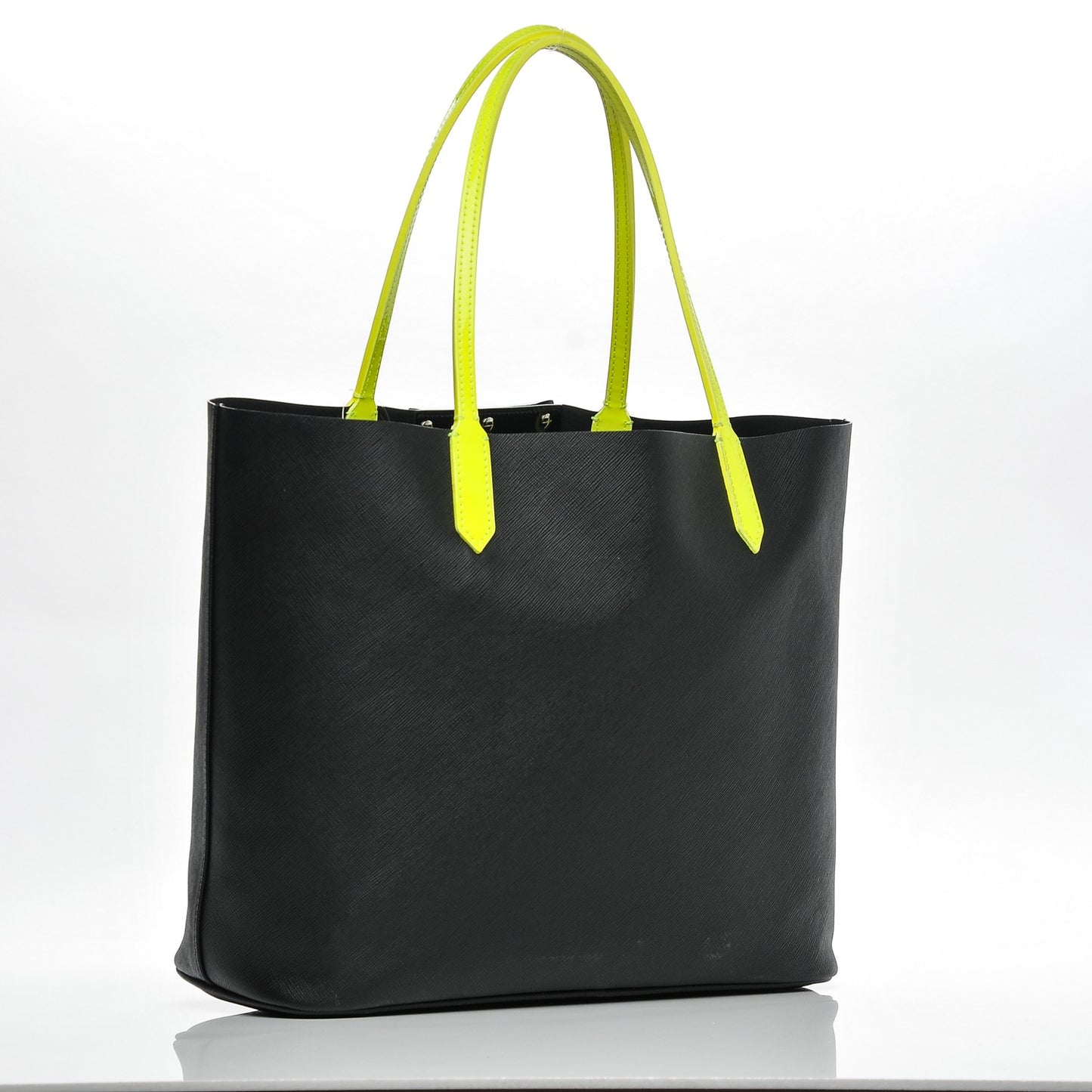 Calfskin Small Antigona Tote Black Neon Yellow