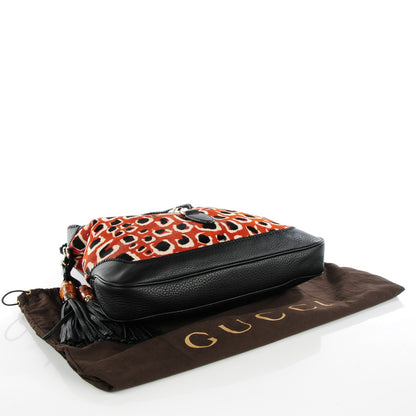 Gucci Calf Hair Leopard Print Medium New Jackie Shoulder Bag Red 4 of 7
