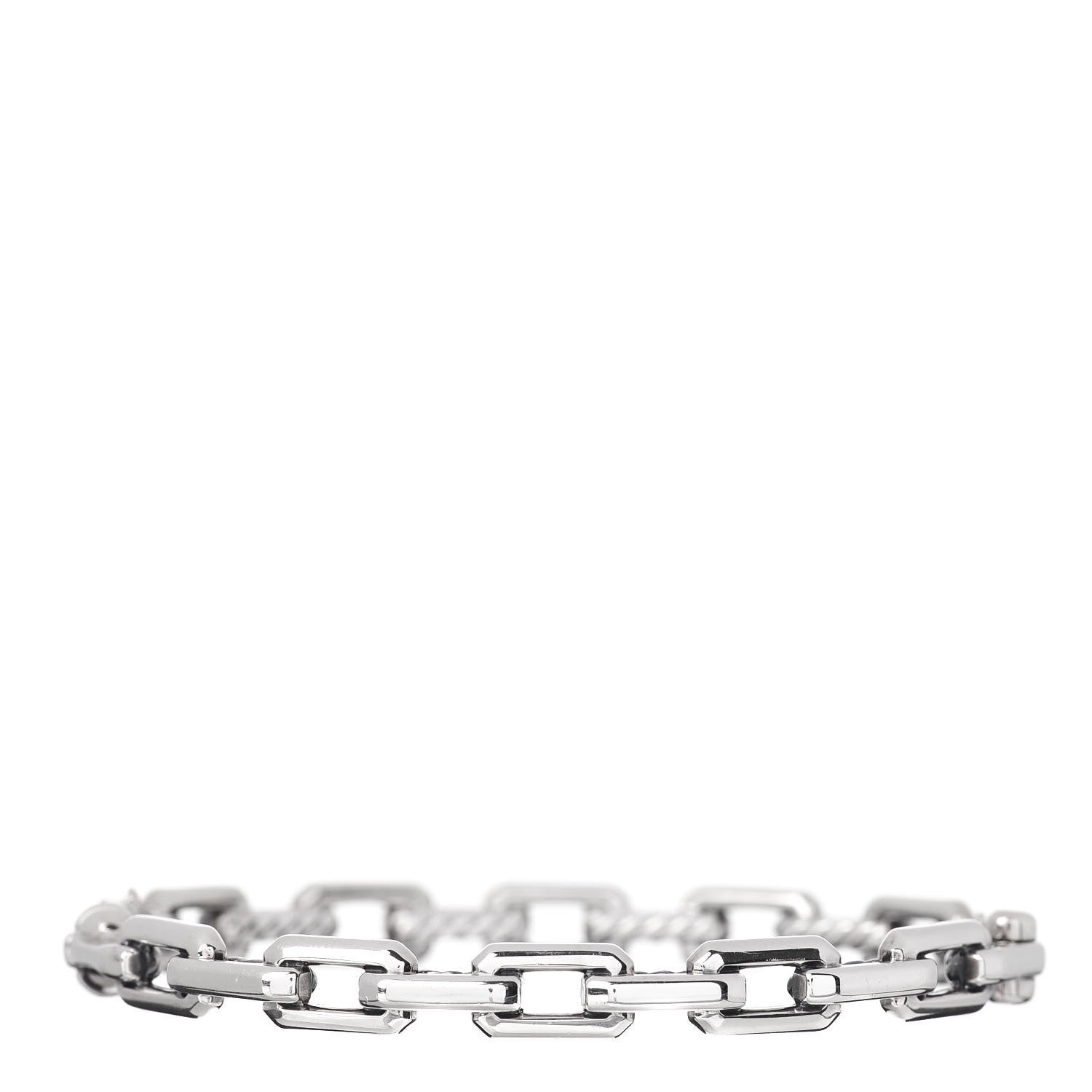 David Yurman Sterling Silver Diamond 7mm Stax Link Bangle Bracelet 3 of 4