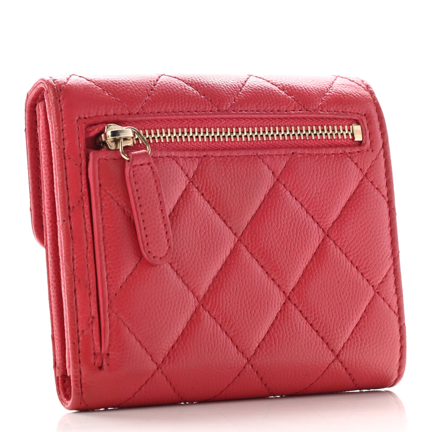 Chanel Caviar Quilted Compact Flap Wallet Red 3 of 9
