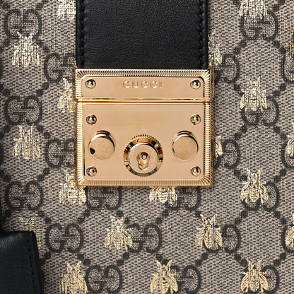 Gucci GG Supreme Monogram Bees Small Padlock Tote Beige Oro Black 11 of 11