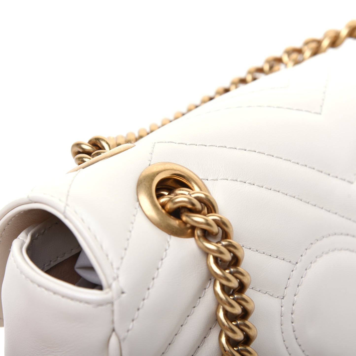 Calfskin Matelasse Mini GG Marmont Shoulder Bag White