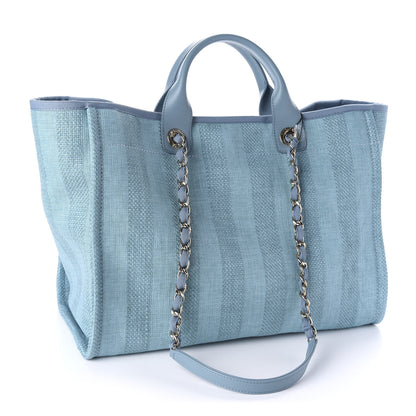 Chanel Mixed Fibers Striped Medium Deauville Tote Blue 3 of 11