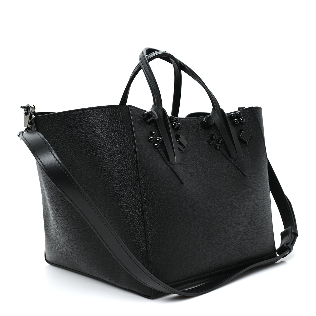 Calfskin Empire Spike Studded Small Cabachic Tote Black