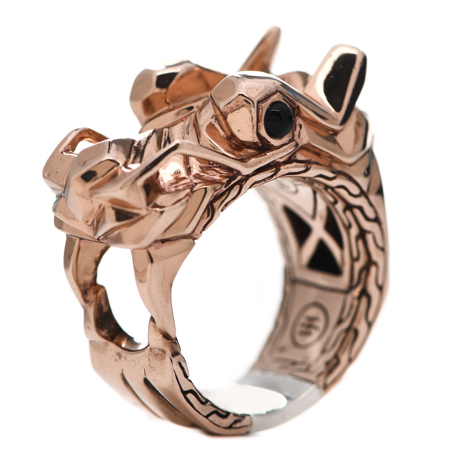 John Hardy Sterling Silver Bronze Black Onyx Legends Naga Dragon Head Ring 59 8.75 1 of 9