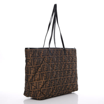 Fendi Zucca Quilted Medium Roll Tote Tobacco Black 3 of 7